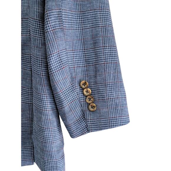 Bonobos Sport Coat Blazer 40R Blue Plaid Linen Blend Profilo Italia Unstructured - Picture 4 of 6